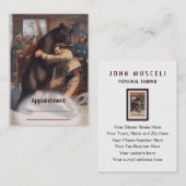 Mann-Wringen-Bär - Vintage Litho Terminkarte (Vorne/Hinten)