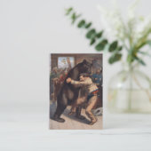 Mann-Wringen-Bär - Vintage Lithographie Visitenkarte (Stehend Vorderseite)