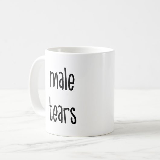 Mann zerreißt feministische Kaffee-Tasse Kaffeetasse (Vorderseite Links)