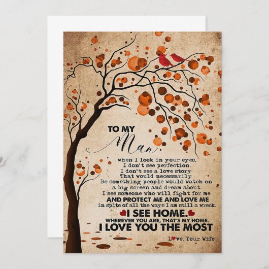 Mann zu meinem Mann sehe ich Zuhause Dankeskarte (Vorne/Hinten)