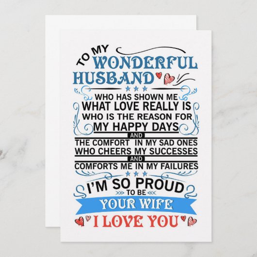 Mann zu meinem wunderbaren Ehemann Dankeskarte (Vorne/Hinten)