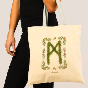 Mannaz Rune in Evergreen Branches Personalisiert Tragetasche