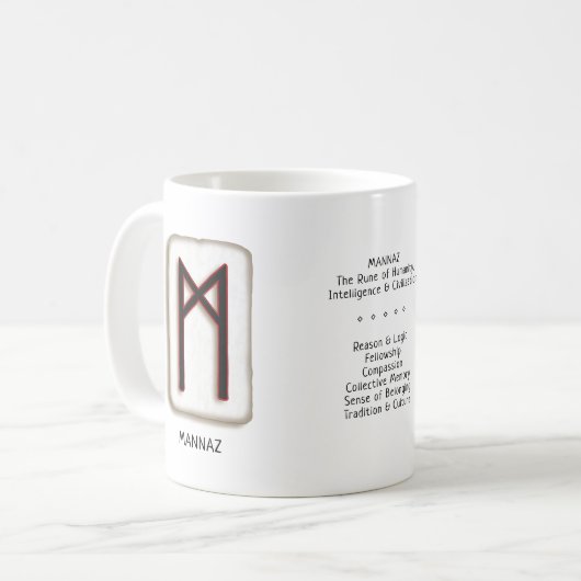 Mannaz RuneStone-Tasse Kaffeetasse (Vorderseite Links)
