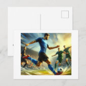 Männchen, die den Fußballball kicken, Postkarte (Vorne/Hinten)