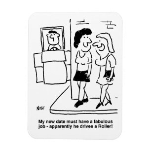 Männchen fährt einen Straßenwalze lustige Cartoon Magnet