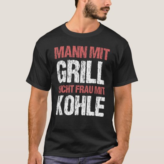 Männchen mit Grill Addict Frau mit Kohle Männer T-Shirt (Vorderseite)