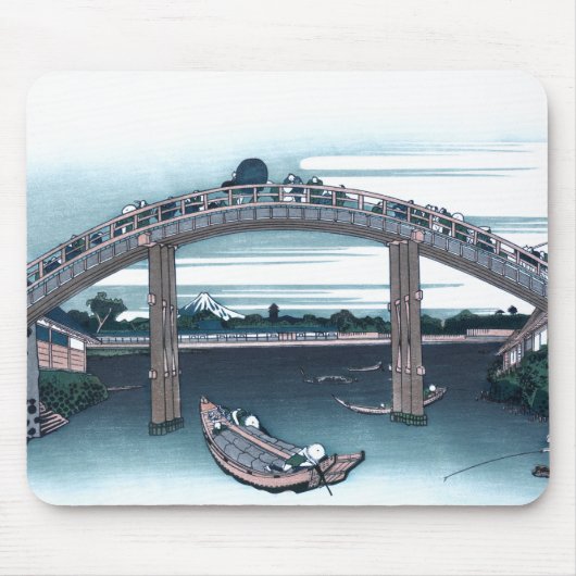 Mannen Brücke, Fukaga Ukiyo-e durch Hokusai, Mousepad (Vorne)
