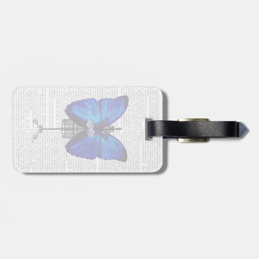 Mannequin Blue Butterfly Gepäckanhänger (Rückseite horizontal)