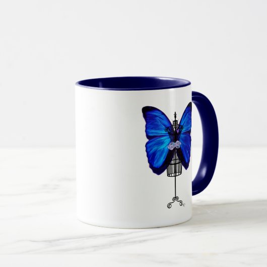 Mannequin Blue Butterfly Tasse (VorderseiteRechts)