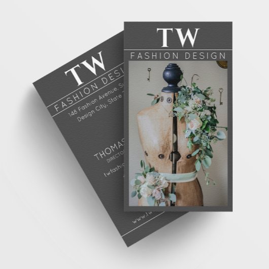 Mannequin Fashion Designer Dark Gray Business Card Visitenkarte