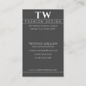 Mannequin Fashion Designer Dark Gray Business Card Visitenkarte (Rückseite)