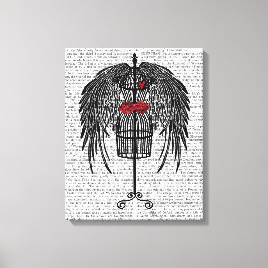 Mannequin mit schwarzen Flügeln Leinwanddruck (Vorderseite)