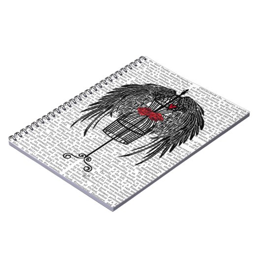 Mannequin mit schwarzen Flügeln Notizblock (Linke Seite)