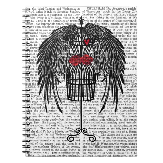 Mannequin mit schwarzen Flügeln Notizblock (Vorderseite)