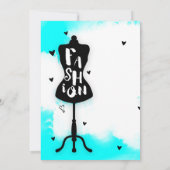 Mannequin Stand FASHION Aqua & White mit Herz Einladung (Rückseite)