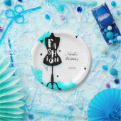 Mannequin Stand FASHION Aqua & White mit Herz Pappteller (Party)