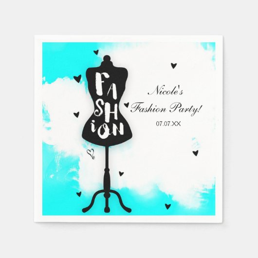 Mannequin Stand FASHION Aqua & White mit Herz Serviette (Vorderseite)