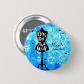 Mannequin Stand Vintag Retro Blue Brautparty Button (Vorne & Hinten)