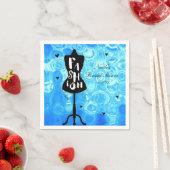 Mannequin Stand Vintag Retro Blue FASHION Party Serviette (Beispiel)