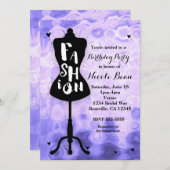 Mannequin Stand Vintag Retro Lila FASHION Party Einladung (Vorne/Hinten)