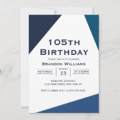 Männer 105. Geburtstag Blaue Geometrie 105 Jahre Einladung (Vorderseite)