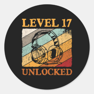 Männer 17. Geburtstag Jungen Videospieler Level 17 Runder Aufkleber