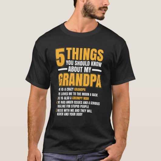 Männer 5 Dinge, die Sie über Großvater Niedlich wi T-Shirt (Vorderseite)