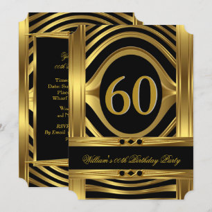 Männer 60. Geburtstag Metall Gold Optik Schwarz Ju Einladung