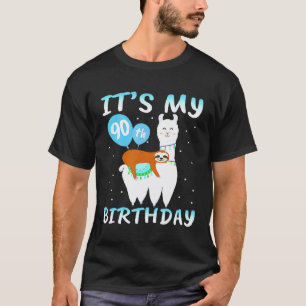 Männer 90 Jahre alt 90. Geburtstag Lama Faultier T-Shirt