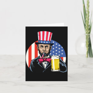 Männer Abe Lincoln Trinkt Bier Lustig 4. Juli Karte
