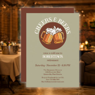 Männer Abschiedsparty Cheers und Beers Sage Retro Einladung