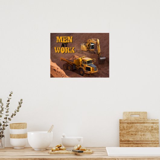 Männer am Arbeitsplatz Poster (Küche)