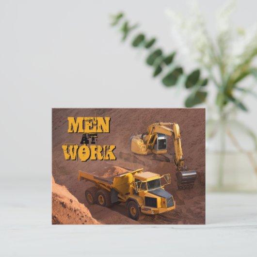 Männer am Arbeitsplatz Postkarte (Stehend Vorderseite)
