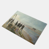 Männer am Strand (gefährliche Arbeit bei Ebbe) Fußmatte (Schrägansicht)