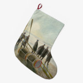 Männer am Strand (gefährliche Arbeit bei Ebbe) Großer Weihnachtsstrumpf (Vorderansicht (hängend))