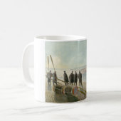 Männer am Strand (gefährliche Arbeit bei Ebbe) Kaffeetasse (Vorderseite Links)