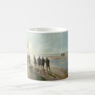 Männer am Strand (gefährliche Arbeit bei Ebbe) Kaffeetasse