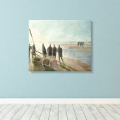 Männer am Strand (gefährliche Arbeit bei Ebbe) Leinwanddruck (Insitu (Holzboden))