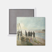 Männer am Strand (gefährliche Arbeit bei Ebbe) Magnet (Vorderseite/Rückseite)