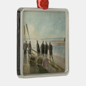 Männer am Strand (gefährliche Arbeit bei Ebbe) Ornament Aus Metall (Rechts)