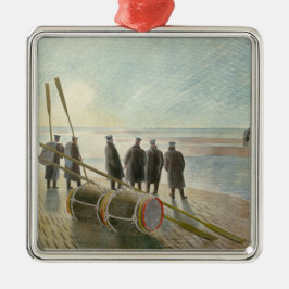 Männer am Strand (gefährliche Arbeit bei Ebbe) Ornament Aus Metall