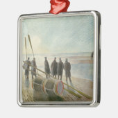 Männer am Strand (gefährliche Arbeit bei Ebbe) Ornament Aus Metall (Links)