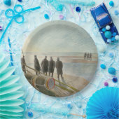 Männer am Strand (gefährliche Arbeit bei Ebbe) Pappteller (Party)