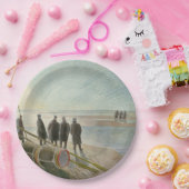 Männer am Strand (gefährliche Arbeit bei Ebbe) Pappteller (Party)