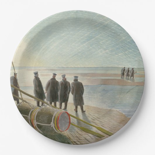 Männer am Strand (gefährliche Arbeit bei Ebbe) Pappteller (Vorderseite)