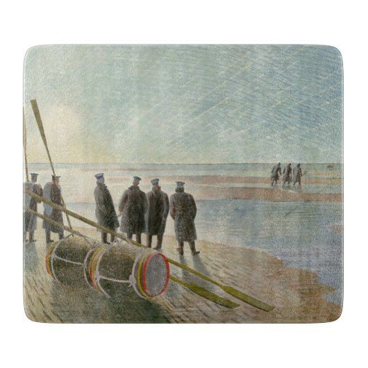 Männer am Strand (gefährliche Arbeit bei Ebbe) Schneidebrett (Vorderseite)