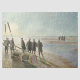 Männer am Strand (gefährliche Arbeit bei Ebbe) Seidenpapier