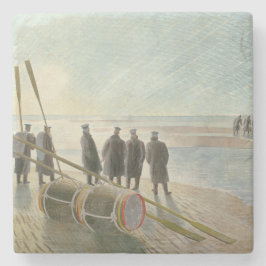 Männer am Strand (gefährliche Arbeit bei Ebbe) Steinuntersetzer