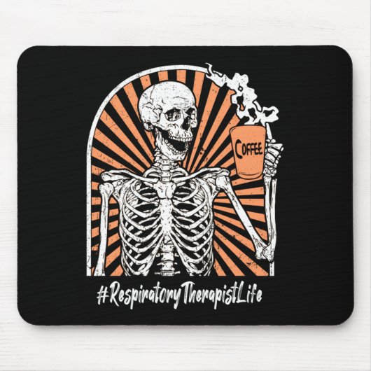 Männer Atemtherapeut Lebens Kaffee Skelett Mousepad (Vorne)