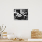 Männer auf Harley Davidson Motorrad mit Sidecar Poster (Küche)